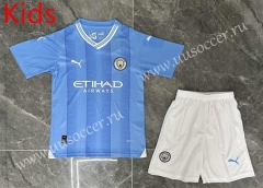 2023-24 Manchester City Home Blue Kid/Youth Soccer Uniform-GB