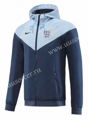 2023-24 England Blue  Thailand Soccer Windbreaker With Hat-LH