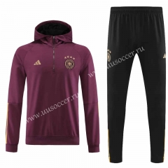 2023-24 Germany Red Thailand Soccer Tracksuit Uniform With Hat-4627