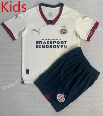 2023-24 PSV Eindhoven Away  White Kids Soccer Uniform-AY