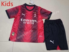 2023-24 AC Milan Home Red&Black Youth/Kids Soccer Uniform-507