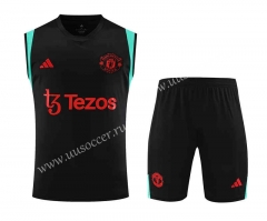 2023-24 Manchester United Black Soccer Vest uniform-418