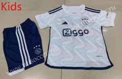 2023-24  Ajax Away White kids Soccer Uniform-507