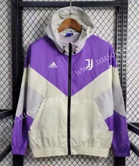 2023-24 Juventus FC Purple White Thailand Wind Coat With Hat-GDP