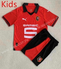 2023-24 Stade Rennais Home Red kids Soccer Uniform-AY