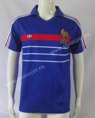 1982-84 Retro Version France Home Blue Thailand Soccer Jersey AAA-503