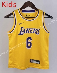 Los Angeles Lakers Yelow#6 kids NBA Uniform-311