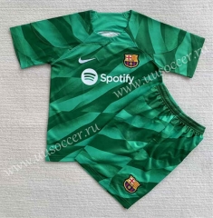 2023-24 Barcelona Goalkeeper Green Soccer Uniform-AY