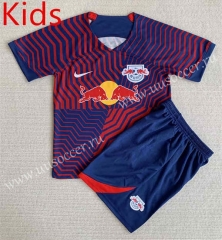 2023-24 RB Leipzig Away Blue &Red kids Soccer Uniform-AY