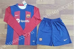 2023-24 Barcelona Home Red&Blue LS Thailand Soccer Uniform-709