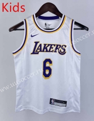 Los Angeles Lakers White#6 kids NBA Uniform-311