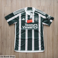 2023-24 Manchester United Away  Green &White Thailand Soccer jersey AAA