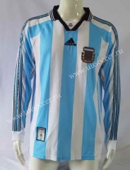1998 Retro Version Argentina Home White&Blue LS Thailand Soccer Jersey AAA-503