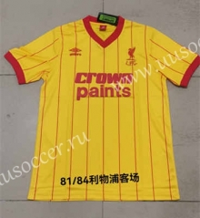Retro Version 81-84  Liverpool Away Yellow Thailand Soccer Jersey AAA-9755