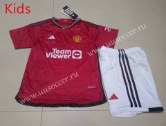 Correct Version 2023-24 Manchester United Home Red   Soccer kids  Uniform-507