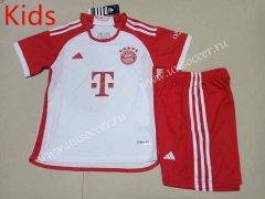 2023-24 Bayern München Home  White Kids/Youth Soccer Uniform-507