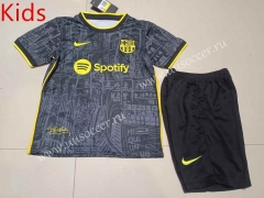 2023-24 Barcelona  Black kids Soccer Uniform-507