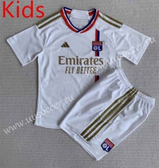 2023-24 Olympique Lyonnais Home White Youth/Kids Soccer Uniform-AY