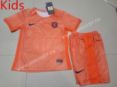 2023-24 Netherlands Home Orange kids Soccer Uniform-507