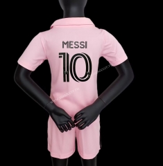 （#10  messi ）2023-24   Inter Miami CF Home Pink kids Soccer Uniform-AY