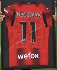 (#11 Ibrahimović)23-24 AC Milan Home Red&Black Thailand Soccer Jersey AAA