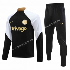 2023-24  Chelsea Black Thailand Soccer Tracksuit Uniform-4627