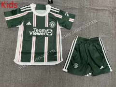 2023-24 Manchester United  Away Black&Green   Soccer kids  Uniform-1506