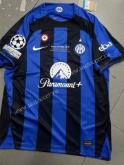 （with ads+patch）UEFA Champions League Final Edition 2023-24 Inter Milan  Home Black&Blue Thailand Soccer Jersey AAA