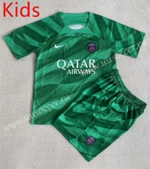 2023-24 Paris SG Goalkeeper green kids  Soccer Uniform-AY