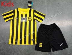 2023-24 Al Ittihad  Home Yellow &Black  kids  Soccer Uniform-8679