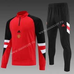 2023-24 Manchester United Red Thailand Soccer Tracksuit Uniform-4627