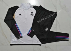 2023-24  Real Madrid White&Black Thailand Tracksuit Uniform-815