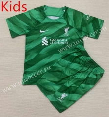 2023-24 Liverpool Goalkeeper Green Thailand kids Soccer Uniform-AY
