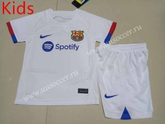2023-24 Barcelona  Away White kids Soccer Uniform-507