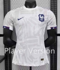 Player Version2023-24   France Away White Thailand Soccer Jersey AAA-888
