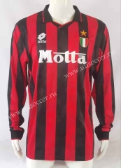 1993-94  Retro Version AC Milan Home Red & Black LS Thailand Soccer Jersey AAA-503