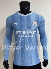 Player version 2023-24 Manchester City Home Blue  LS Thailand Soccer Jersey AAA-4927