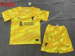 2023-24 Liverpool Goalkeeper Yellow Thailand kids Soccer Uniform-1506