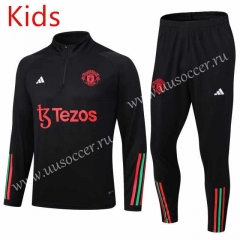 2023-24 Manchester United Black Kids/Youth Soccer Tracksuit-411