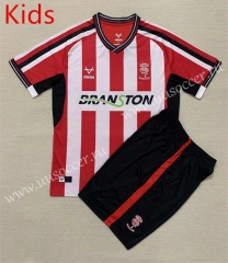 2023-24  Lin coln City Home Red&White  Thailand kids Soccer Uniform-AY