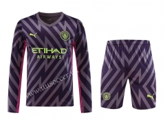 2023-24 Manchester City Goalkeeper Purple LS Thailand Soccer Uniform-418