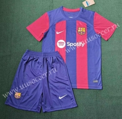 2023-24 Correct Version  Barcelona Home Blue Soccer Uniform-3454