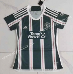 2023-24 Manchester UnitedAway White&Green Thailand Female Soccer Jersey AAA-708