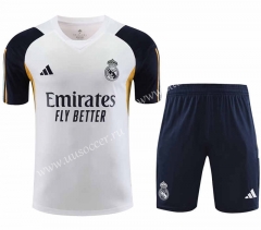 2023-24 Real Madrid White Blue Soccer uniform-418
