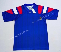 1992-94 Retro Version France Home Blue Thailand Soccer Jersey AAA-2390