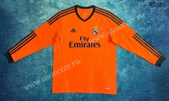 Retro Version 2013-14 Real Madrid Orange LS Thailand Soccer Jersey AAA-6590