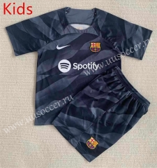 2023-24 Barcelona goalkeeper  Black kids Soccer Uniform-AY