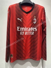 2023-24 AC Milan Home Red & Black LS Thailand Soccer Jersey AAA-422