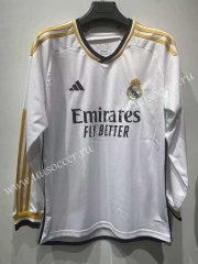 2023-24 Real Madrid Home White LS Thailand Soccer Jersey AAA-422