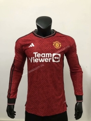 Player version 2023-24 Manchester United Home Red Thailand LS Soccer Jersey
